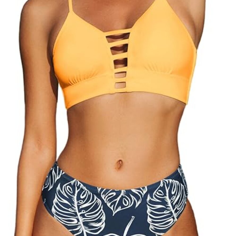 CUPSHE Orange//Gold Strappy Self Back Tie Bikini Top - Picture 5 of 5